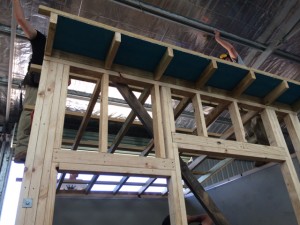 Front framing and skillion roof